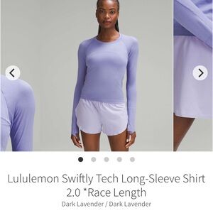 Lululemon Swiftly Tech LS Shirt 2.0 *Race Dark Lavender Sz 4